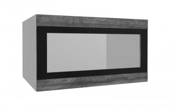 Лофт ВПГСФ 800 шкаф верхний горизонтальный со стеклом высокий с фотопечатью (Дуб бурый/корпус Серый) в Рубцовске - rubcovsk.mebel54.com | фото