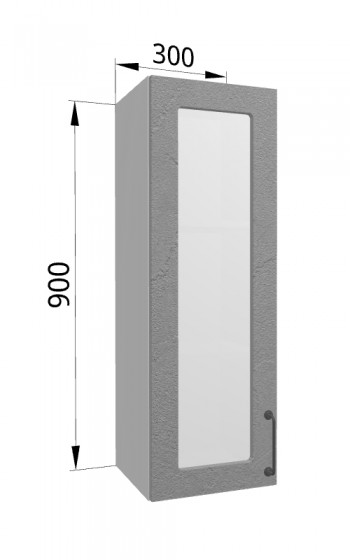 Лофт ВПС 300 шкаф верхний со стеклом высокий (Штукатурка серая/корпус Серый) в Рубцовске - rubcovsk.mebel54.com | фото