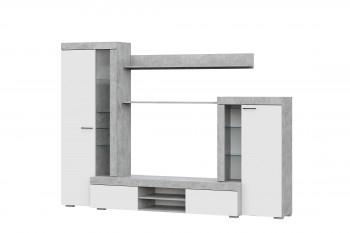 Мебель для гостиной МГС 5 Цемент светлый / Белый в Рубцовске - rubcovsk.mebel54.com | фото