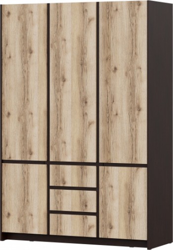 Модульная система "Прага" Шкаф для одежды трехстворчатый Дуб Венге/Дуб Делано в Рубцовске - rubcovsk.mebel54.com | фото