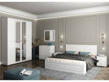 Модульная спальня Барселона (Белый/Белый глянец) в Рубцовске - rubcovsk.mebel54.com | фото