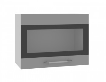 Норд ШВГС 600 Шкаф верхний горизонтальный со стеклом (Софт черный/корпус Белый) в Рубцовске - rubcovsk.mebel54.com | фото