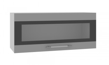Норд ШВГС 800 Шкаф верхний горизонтальный со стеклом (Софт черный/корпус Белый) в Рубцовске - rubcovsk.mebel54.com | фото