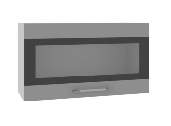 Олива ВПГСФ 800 Шкаф верхний горизонтальный со стеклом с фотопечатью высокий (Ваниль глянец/корпус Серый) в Рубцовске - rubcovsk.mebel54.com | фото