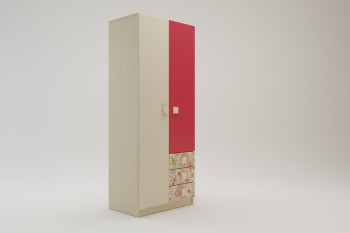 Шкаф 2-х створчатый с ящиками Ретвит (Бежевый/Красный/корпус Клен) в Рубцовске - rubcovsk.mebel54.com | фото