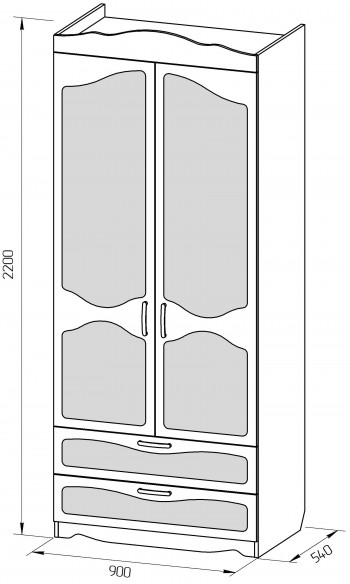 Шкаф 2-х створчатый с ящиками серии Иллюзия 71 Бордовый в Рубцовске - rubcovsk.mebel54.com | фото