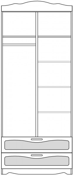 Шкаф 2-х створчатый с ящиками серии Иллюзия 99 Серый в Рубцовске - rubcovsk.mebel54.com | фото