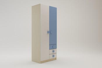 Шкаф 2-х створчатый с ящиками Скай (Синий/Белый/корпус Клен) в Рубцовске - rubcovsk.mebel54.com | фото