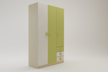 Шкаф 3-х створчатый с ящиками Эппл (Зеленый/Белый/корпус Клен) в Рубцовске - rubcovsk.mebel54.com | фото