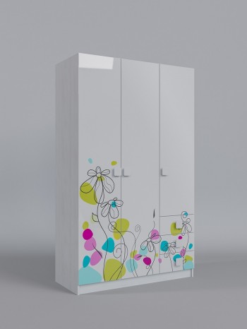 Шкаф 3-х створчатый с ящиками Флёр (Белый/корпус Выбеленное дерево) в Рубцовске - rubcovsk.mebel54.com | фото