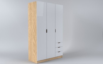 Шкаф 3-х створчатый с ящиками Лофт (Белый/корпус Дуб Сонома) в Рубцовске - rubcovsk.mebel54.com | фото
