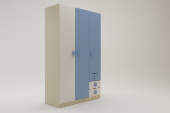 Шкаф 3-х створчатый с ящиками Скай (Синий/Белый/корпус Клен) в Рубцовске - rubcovsk.mebel54.com | фото