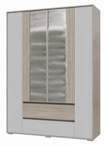 Шкаф 4-х дверный с ящиками Мальта 1600 Дуб сонома/Рамух белый в Рубцовске - rubcovsk.mebel54.com | фото