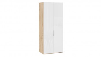 Шкаф для одежды с 2 глухими дверями «Эмбер» Яблоня Беллуно/Белый глянец в Рубцовске - rubcovsk.mebel54.com | фото