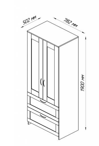 Шкаф двухдверный Сириус с 2 ящиками белый в Рубцовске - rubcovsk.mebel54.com | фото