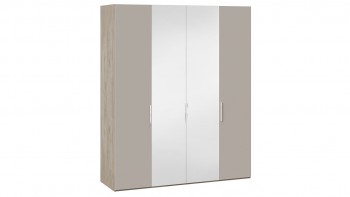 Шкаф комбинированный с 2 глухими и 2 зеркальными дверями «Эмбер» Баттл Рок/Серый глянец в Рубцовске - rubcovsk.mebel54.com | фото