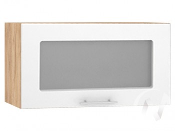 Шкаф со стеклом Валерия-М ШВГС-600 (Белый глянец/Дуб Крафт Золотой/верхний/горизонтальный) в Рубцовске - rubcovsk.mebel54.com | фото