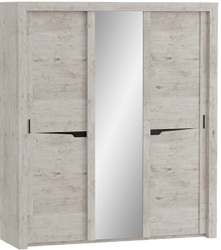 Шкаф трехдверный Соренто с раздвижными дверями Дуб бонифаций/Кофе структурный матовый в Рубцовске - rubcovsk.mebel54.com | фото