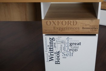 Стол с ящиками «Оксфорд» (Ривьера/Белый с рисунком) в Рубцовске - rubcovsk.mebel54.com | фото